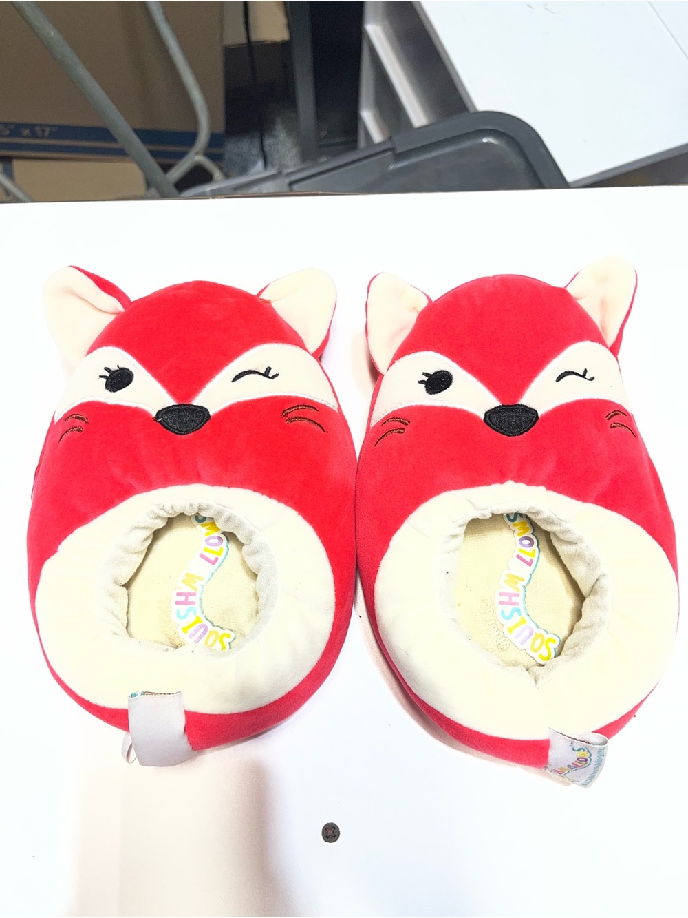 Squishmallows Red Fox Kids Plush Slippers